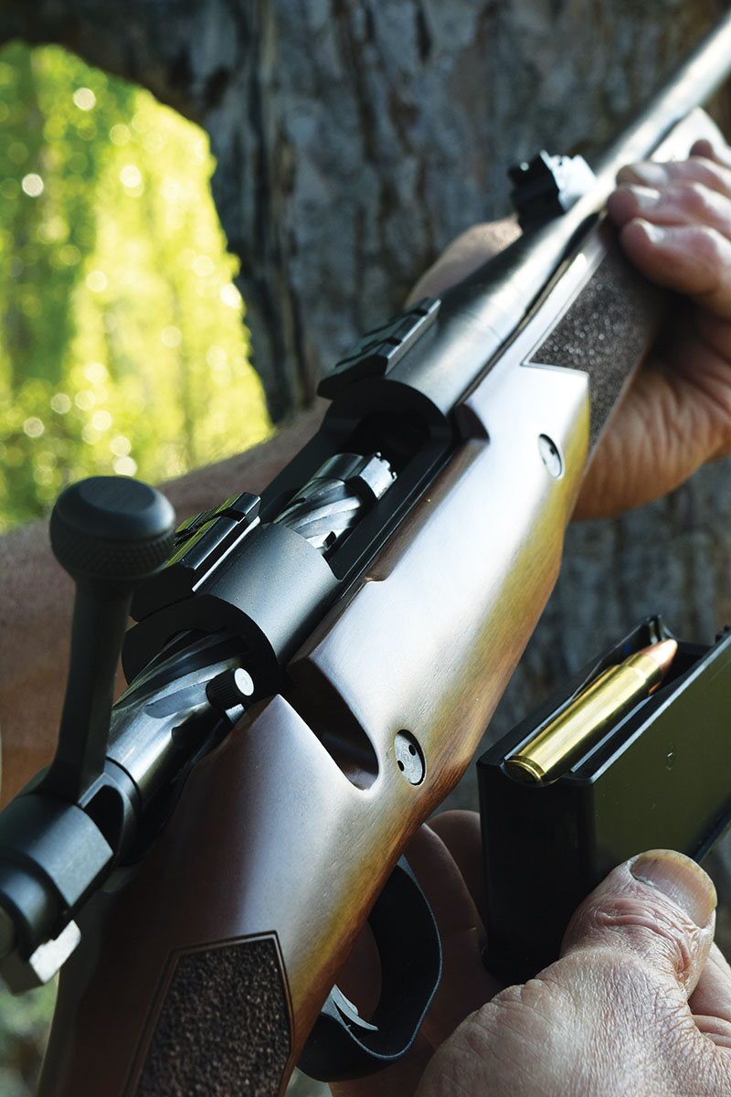 Commonly overlooked for dangerous-game rifles, Mossberg offers its nimble Patriot in 375 Ruger at a very attractive price. Wayne has shot 1-MOA groups with his.